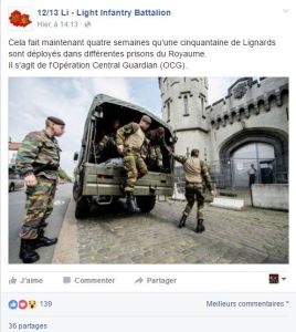 L'armée belge a été réquisitionnée pour suppléer les gardiens de prison au mois de mai dernier.