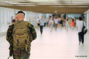 Un militaire du bataillon de Chasseurs à Cheval en opération Vigilant Guardian à Bruxelles en juillet 2016 (photo bataillon ISTAR-IPR)